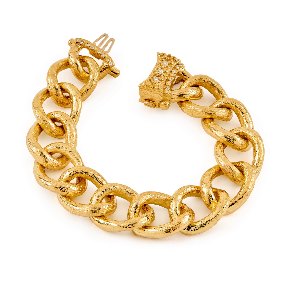 Diamond Curb Link Bracelet with "Laura" Clasp