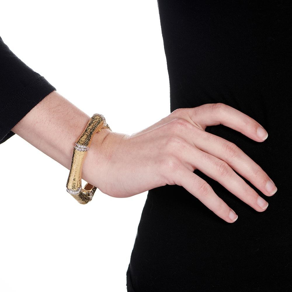 Hinged Diamond "Bamboo" Bangle B-1234_on_model.jpg