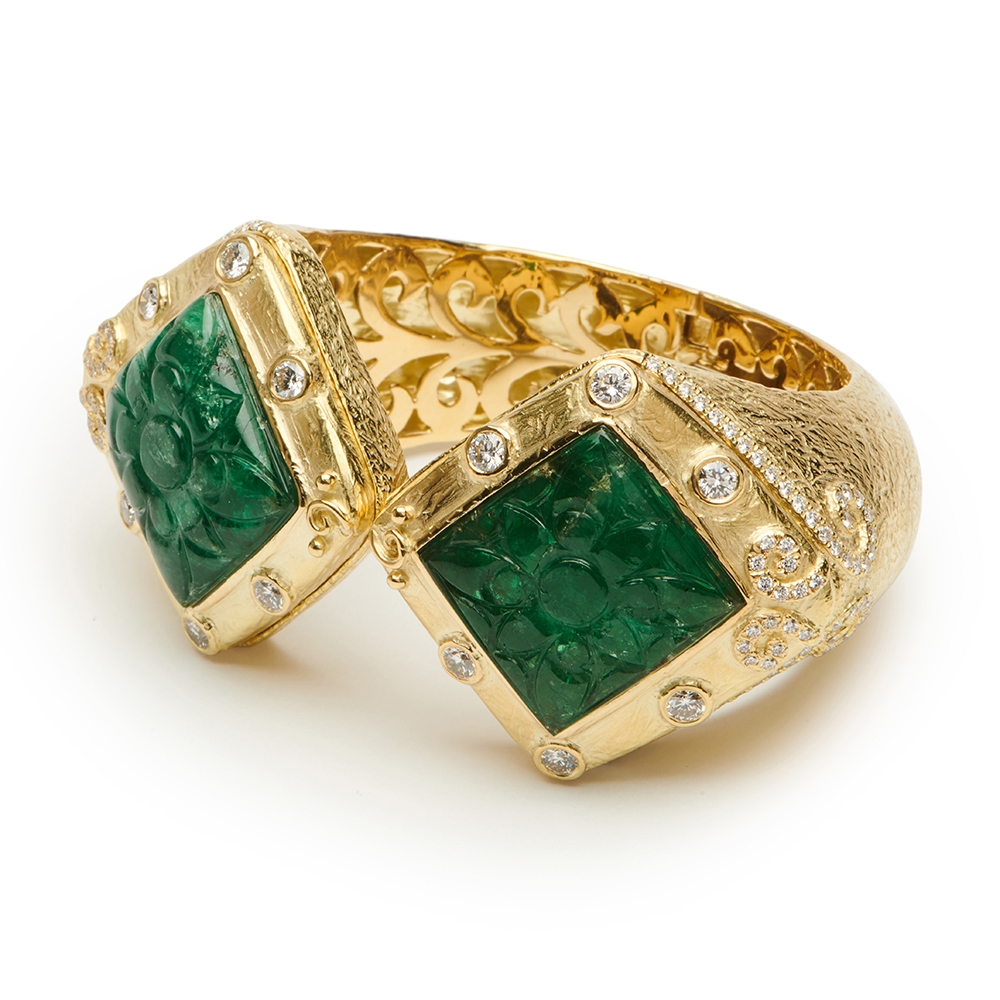 Emerald and Diamond Bracelet B-1263-14092_Carved_Emerald_Diamond_Bracelet.jpg