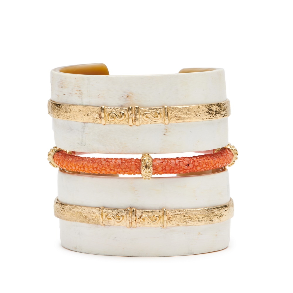 Horn Cuff B-1295-15061_B-1297_Horn_Cuff_5mm_Tangerine_Stingray_Brace_with_Laura_Rondelles_and_Magnetic_Clasp.jpg