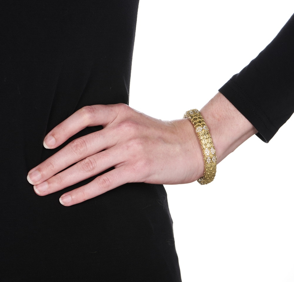 Medium "Woodlands" Bangle with Diamonds B-1369-16368_on_model.jpg
