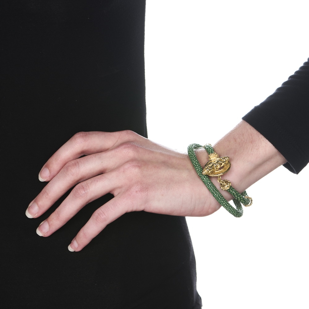 Jade Double Wrap Stringray Bracelet with Laura Rondelles & Medium Mimi Toggle Clasp B-1401-16704_on_model.jpg