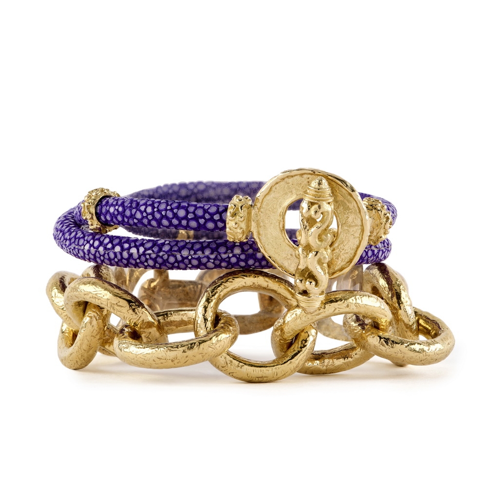 Lilac Double Wrap Stingray Bracelet with Laura Rondelles and Medium Mimi Toggle Clasp B-1402_B-1269,_5mm_Purple_Dbl_wrap_stngry_brclt_w_Laura_Rondelles_Med_Mimi_Toggle_Clsp,_Med_Courtney’s_bracelet_w_KB_Charm.jpg