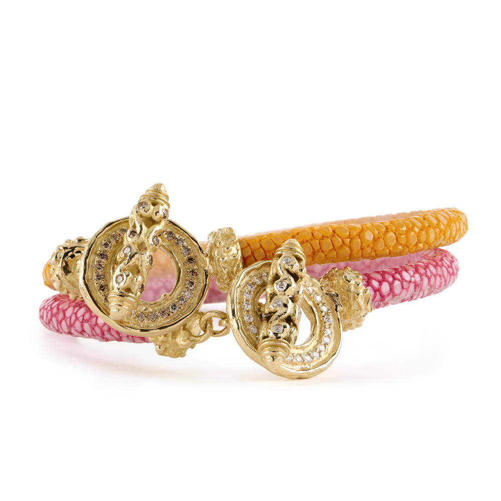"Rose Pink" and "Sun" Stingray Bracelets with Small Mimi Toggle Clasps