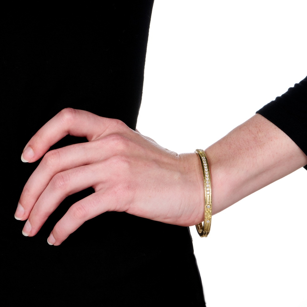 "Maria" Bangle with Diamonds B-1430-17263_on_model.jpg