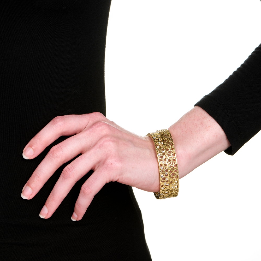 Small Diamond "Vanderbilt" Bracelet & Small "Vanderbilt" Bracelet B-1452_B-1451_on_model.jpg