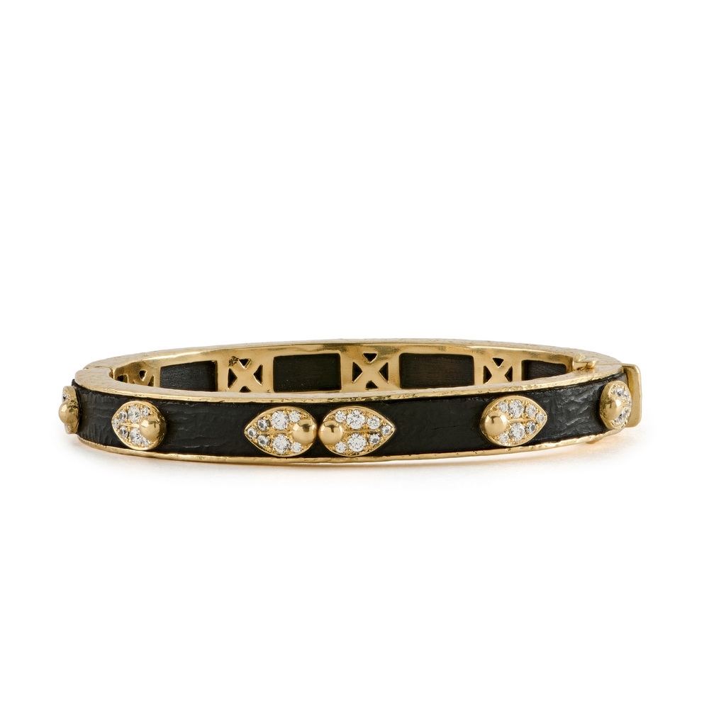 “Woodlands” Bracelet in Hand Carved Jet and Diamonds and Small “Woodlands” Link Bracelet with Jet B-1462,_Dia,_“Woodlands”_Bangle_in_Hand_Carved_Jet.jpg