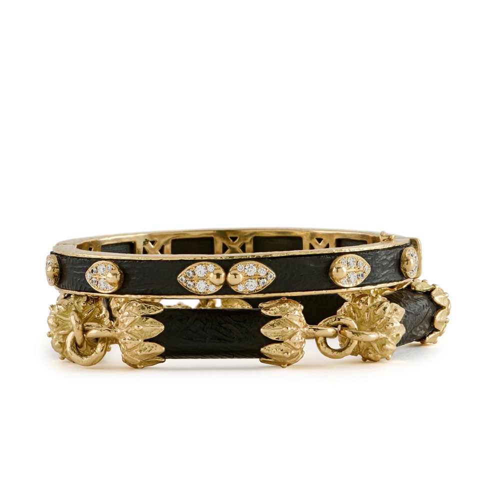 “Woodlands” Bracelet in Hand Carved Jet and Diamonds and Small “Woodlands” Link Bracelet with Jet B-1462_B-1460,_Dia,_“Woodlands”_Bracelet_in_Hand_Carved_Jet_Sm_“Woodlands”_Link_Bracelet_with_Jet.jpg