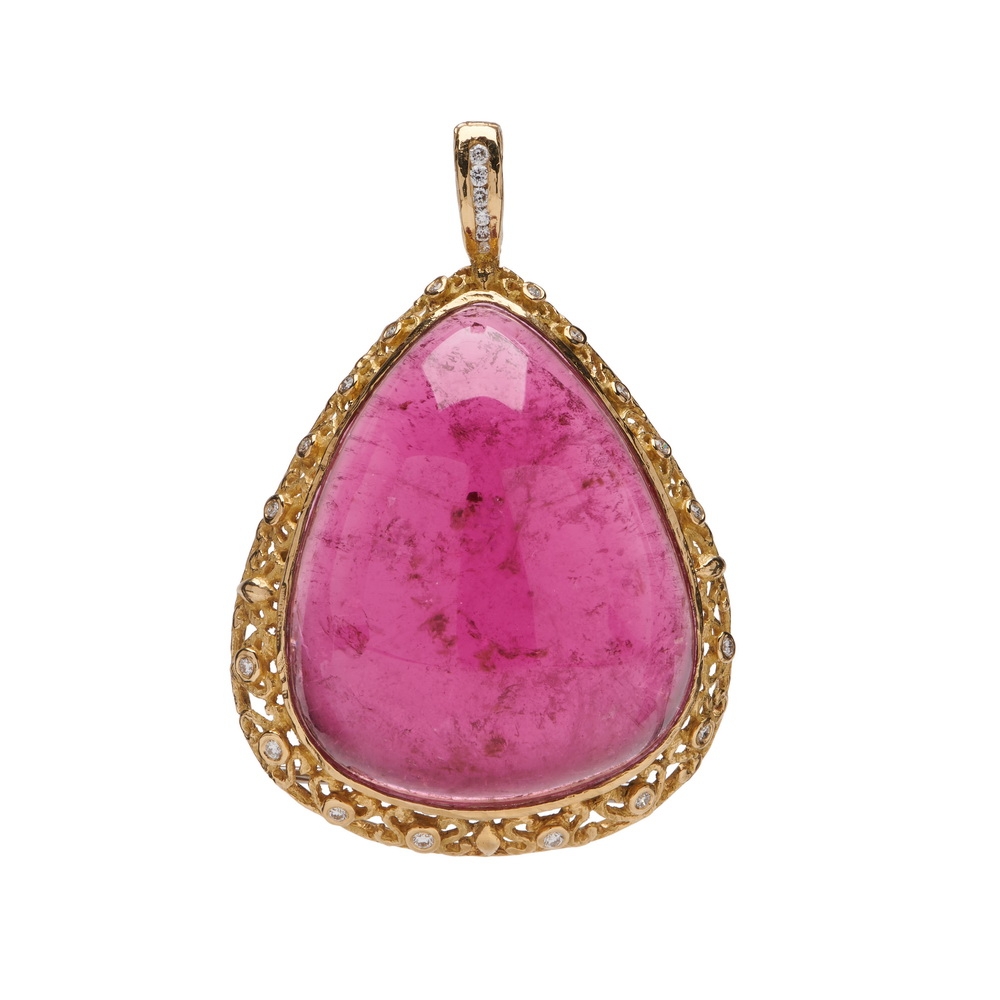 Pear Shape Cabochon Pink Tourmaline & Diamond Pendant D-1378-15014_Pear_Shape_Cabochon_Pink_Tourmaline_Diamond_Pendant.jpg