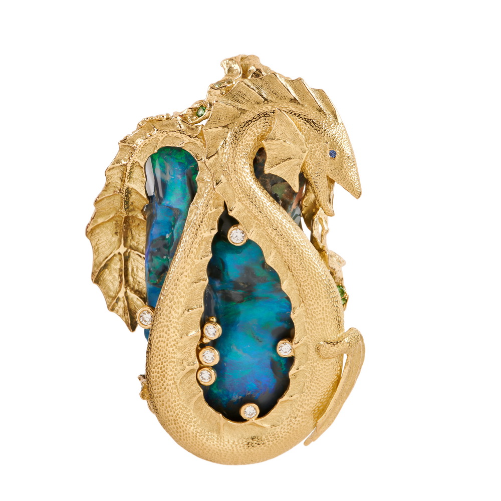 Diamond Boulder Opal "Sea Dragon" Pendant