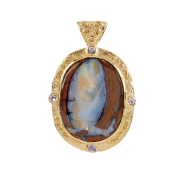 Boulder Opal & Cabochon Tanzanite Pendant