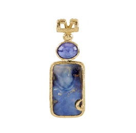 Boulder Opal and Cabochon Tanzanite Pendant