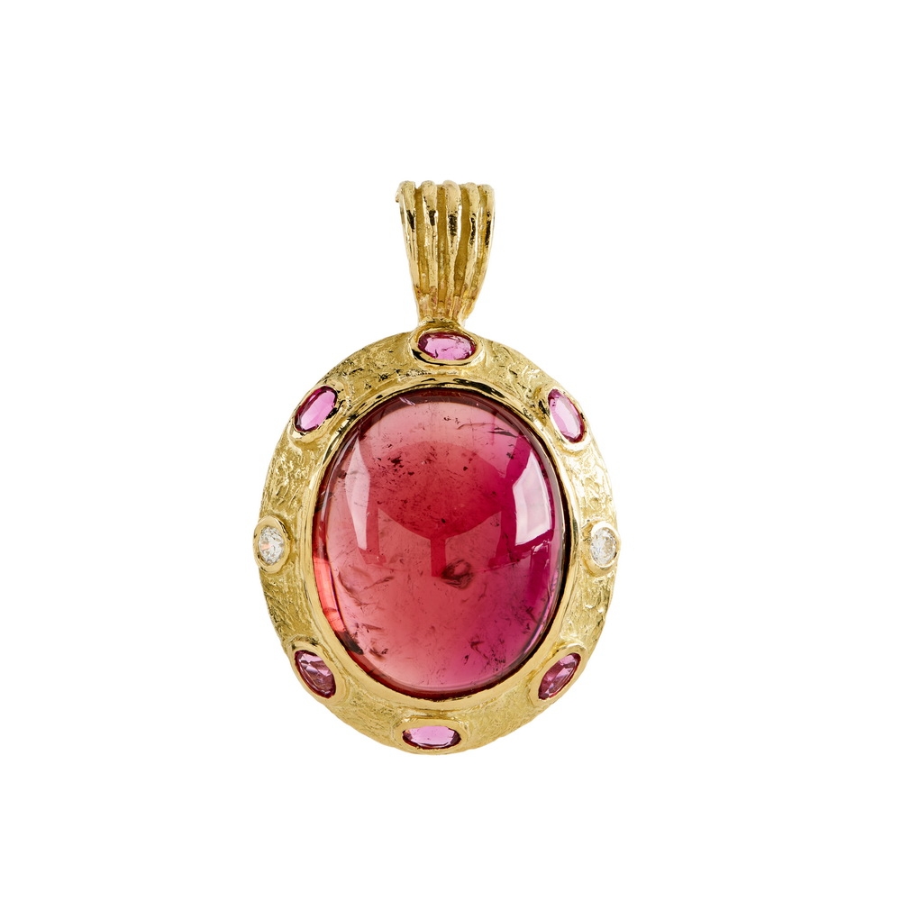 Cabochon Rubellite, Faceted Pink Tourmaline and Diamond Pendant D-1509-17774,_Cabochon_Rubellite,_Faceted_Pink_Tourmaline_Dia_Pendant.jpg
