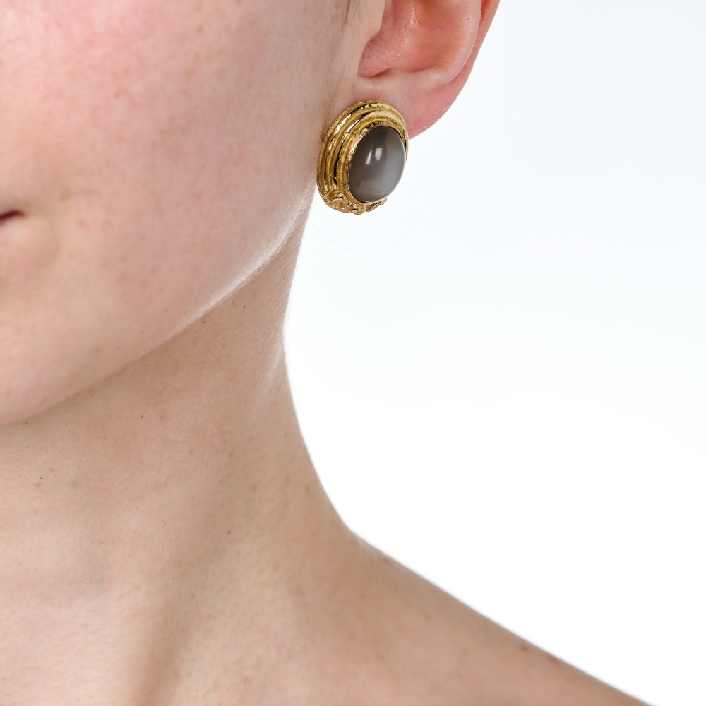 Medium “Chau’s Finale” Earring with Gray Moonstone E-1133-17337_on_model.jpg