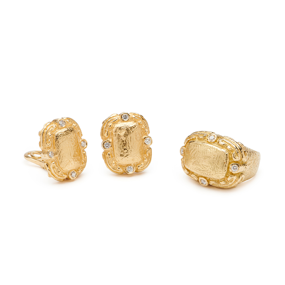 Medium "Coskey's Column" Earrings with Diamonds