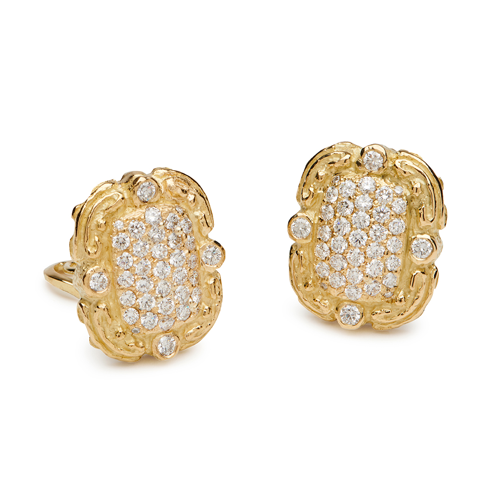 "Coskey's Column" Earrings with Pave Diamonds