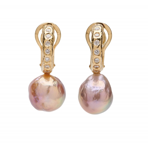 Pearl and Diamond Dangle Earrings