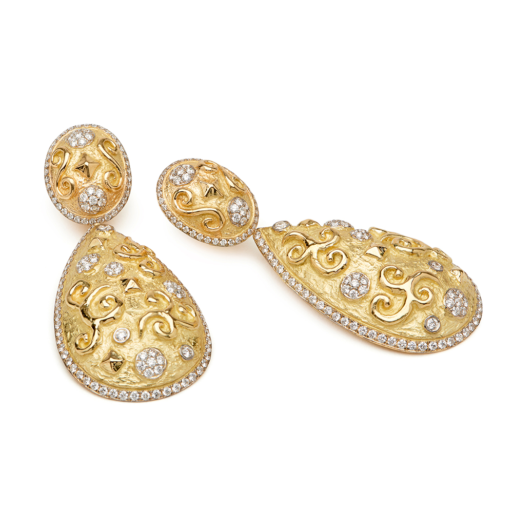 Large "Fete" Earrings with Diamonds