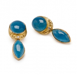 Aqua and Diamond Dangle Earrings