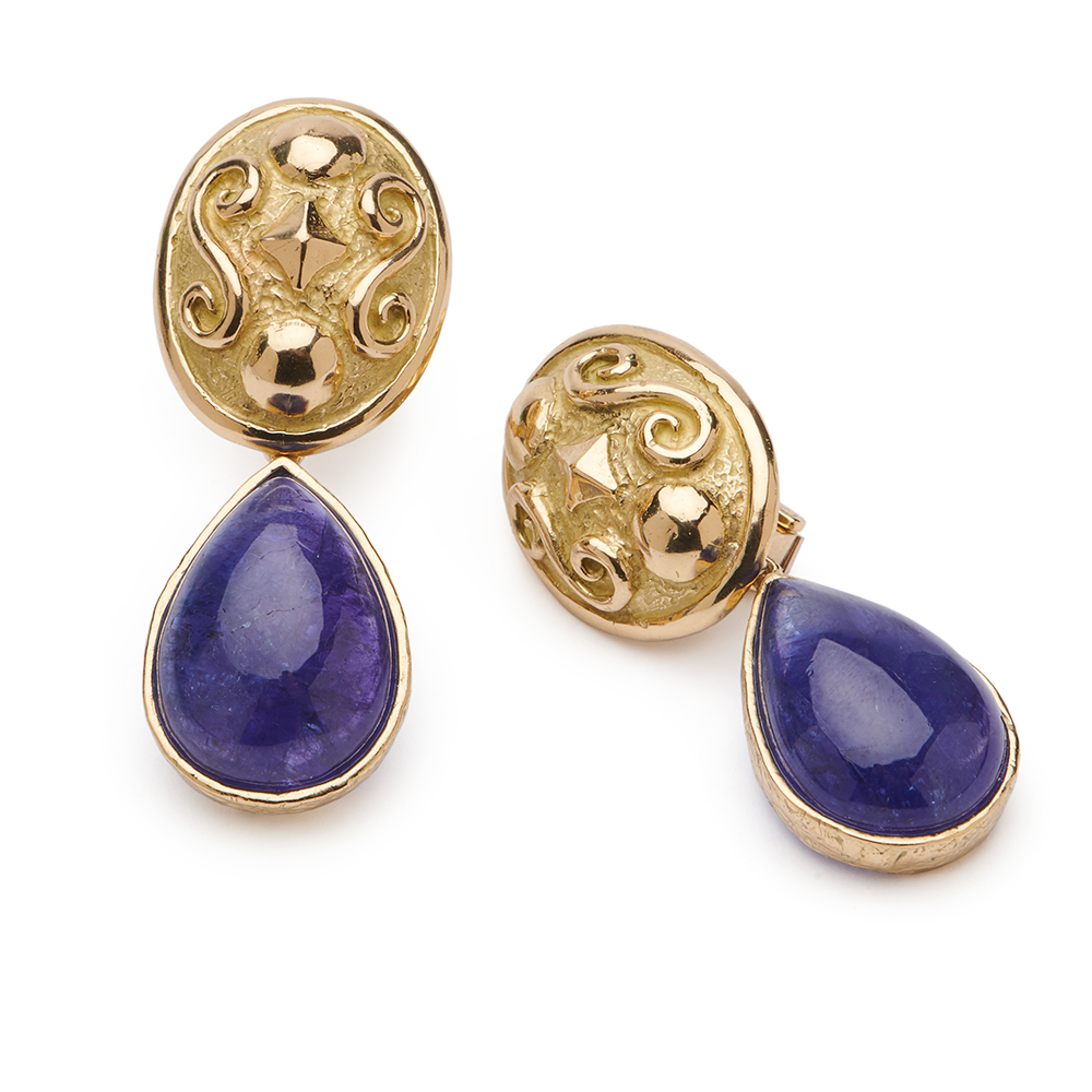 Large "Collection Fete" Earrings with Tanzanite Dangles