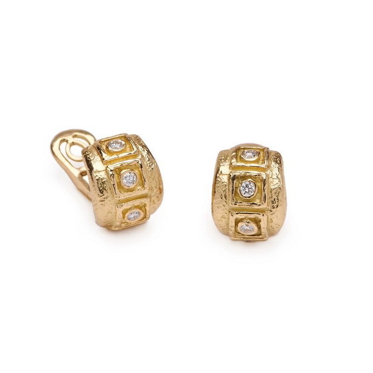 Small "E2" Earrings with Diamonds