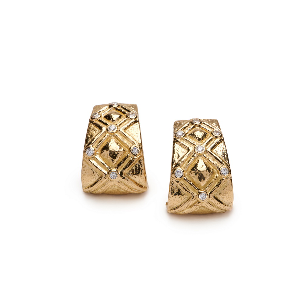 Medium "Kayla" Loop Earrings with Diamonds