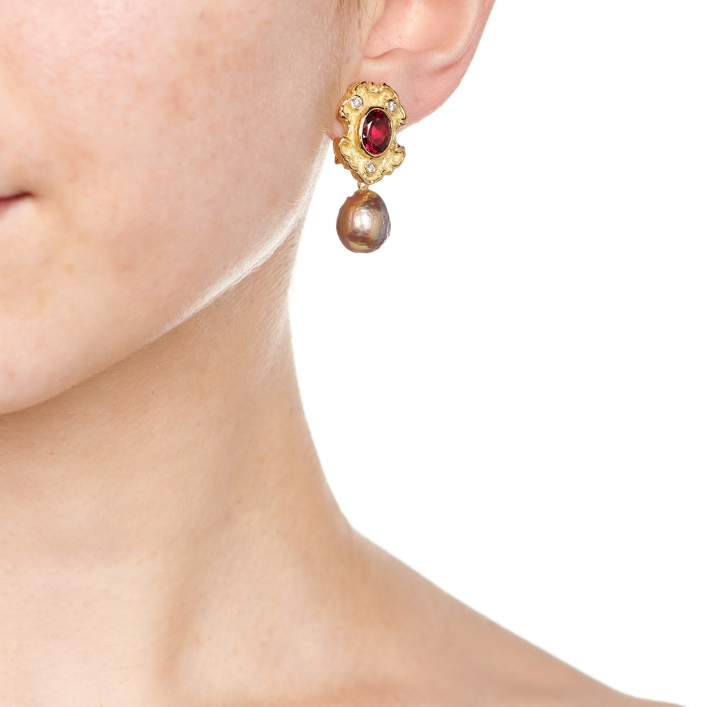 Rubellite and Diamond Shield Earrings E-1701-15433_on_model.jpg