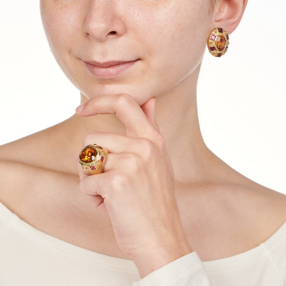 Faceted Citrine and Rubellite Earrings E-1712-15574_R-1618-15574_on_model1.jpg