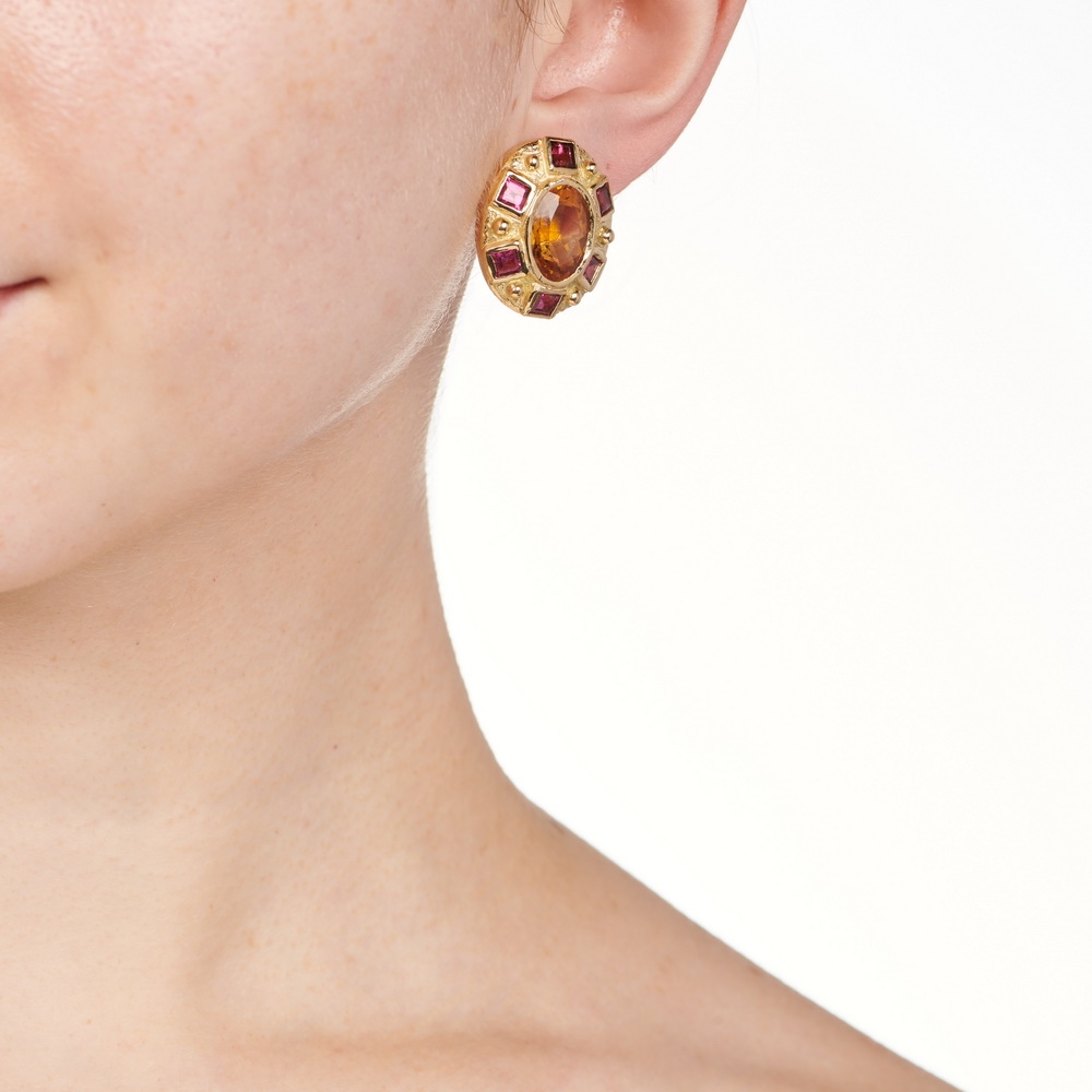 Faceted Citrine and Rubellite Earrings E-1712-15574_on_model.jpg