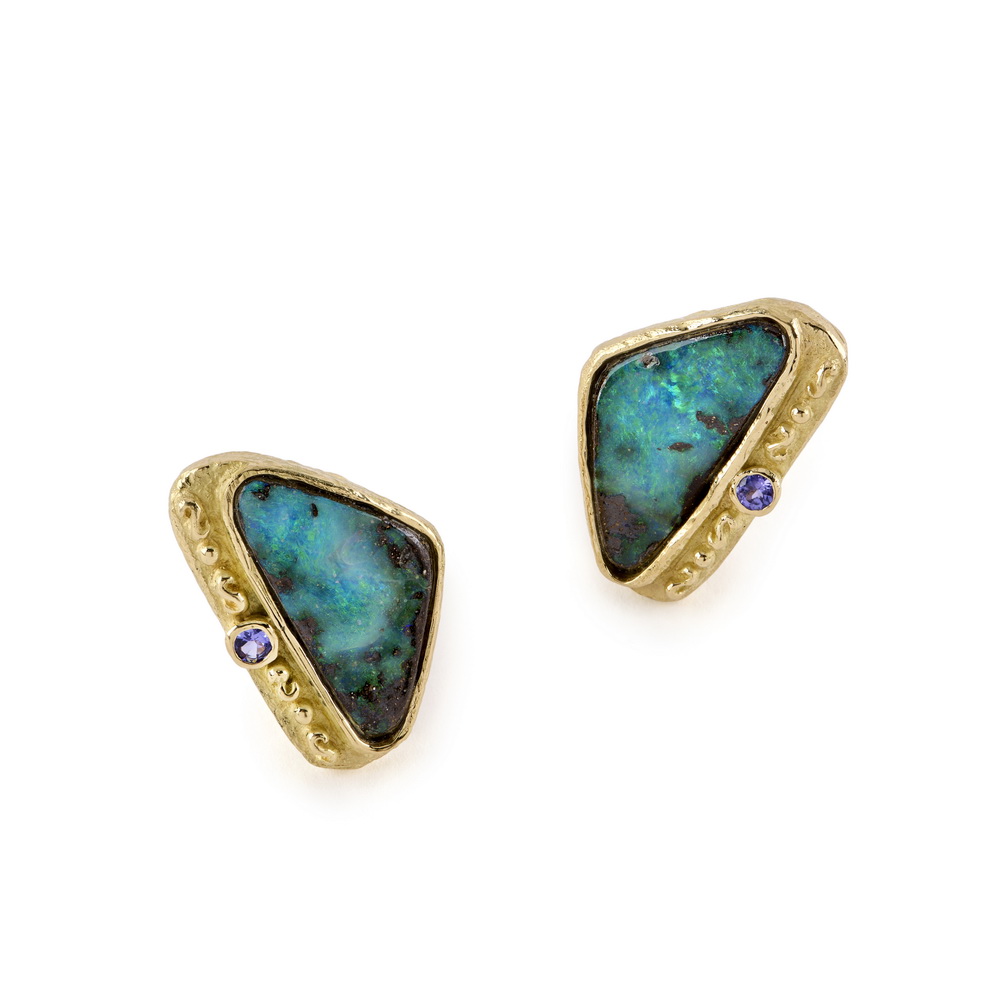Boulder Opal & Tanzanite Earrings