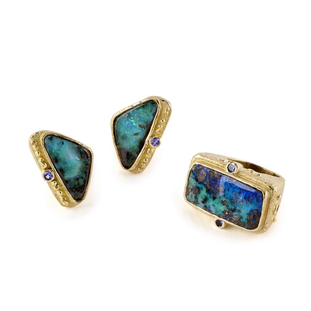 Boulder Opal & Tanzanite Earrings E-1781-16375_R-1681-16376,_Boulder_Opal_Tanzanite_Earrings_and_Ring.jpg