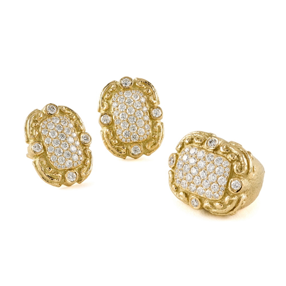 Large Light "Coskey's Column" Earrings with Pave Diamonds E-1804-17412_R-1512-17412,_Large_Light_“Coskey’s_Column”_Earrings_with_Pave_Diamonds_Large_“Coskey’s_Column”_Ring_with_Pave_Diamonds2.jpg