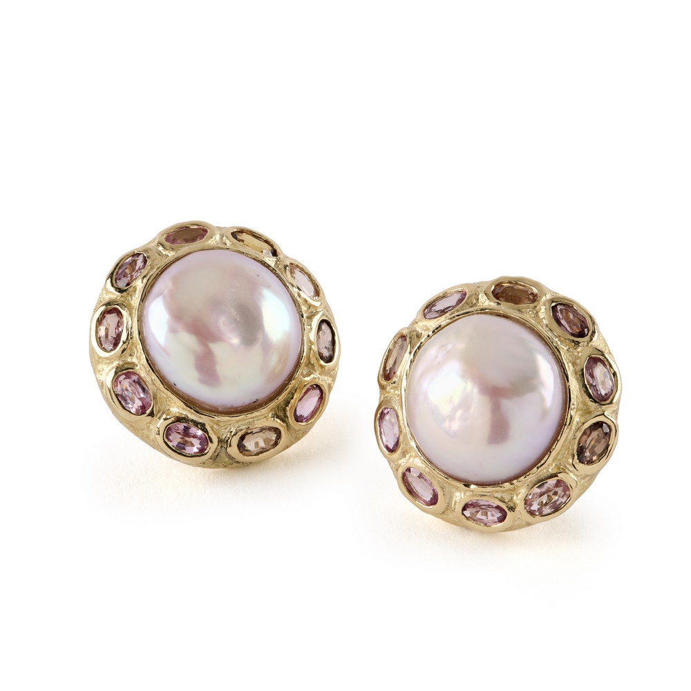 Freshwater Pale Pink Pearl and Oval Faceted Pink Sapphire Earrings E-1842-16734,_FW_Pale_Pink_Pearl_Oval_Faceted_Pink_Sapphire_Earrings.jpg