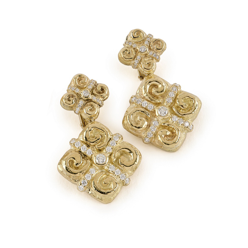 Diamond Light "Sacred Spirals" Drop Earrings