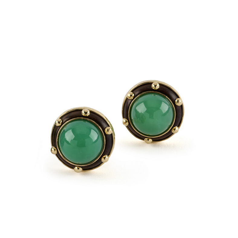 Cab Chrysoprase and Cocobolo Earrings