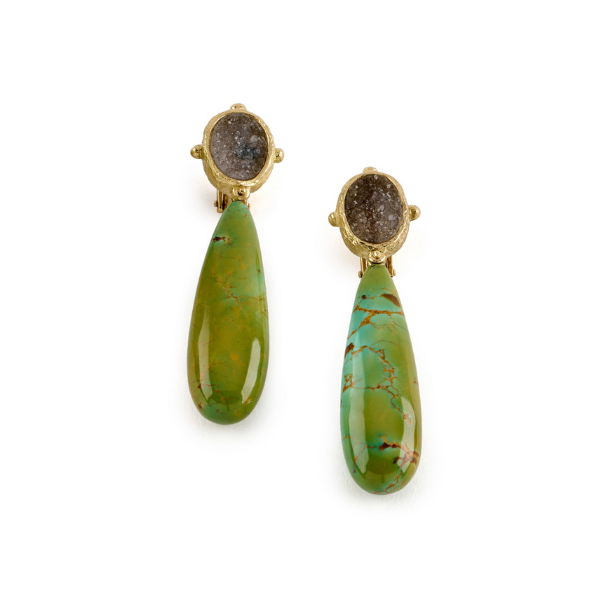 Drusy Earrings with Blue Ridge Turquoise Drops