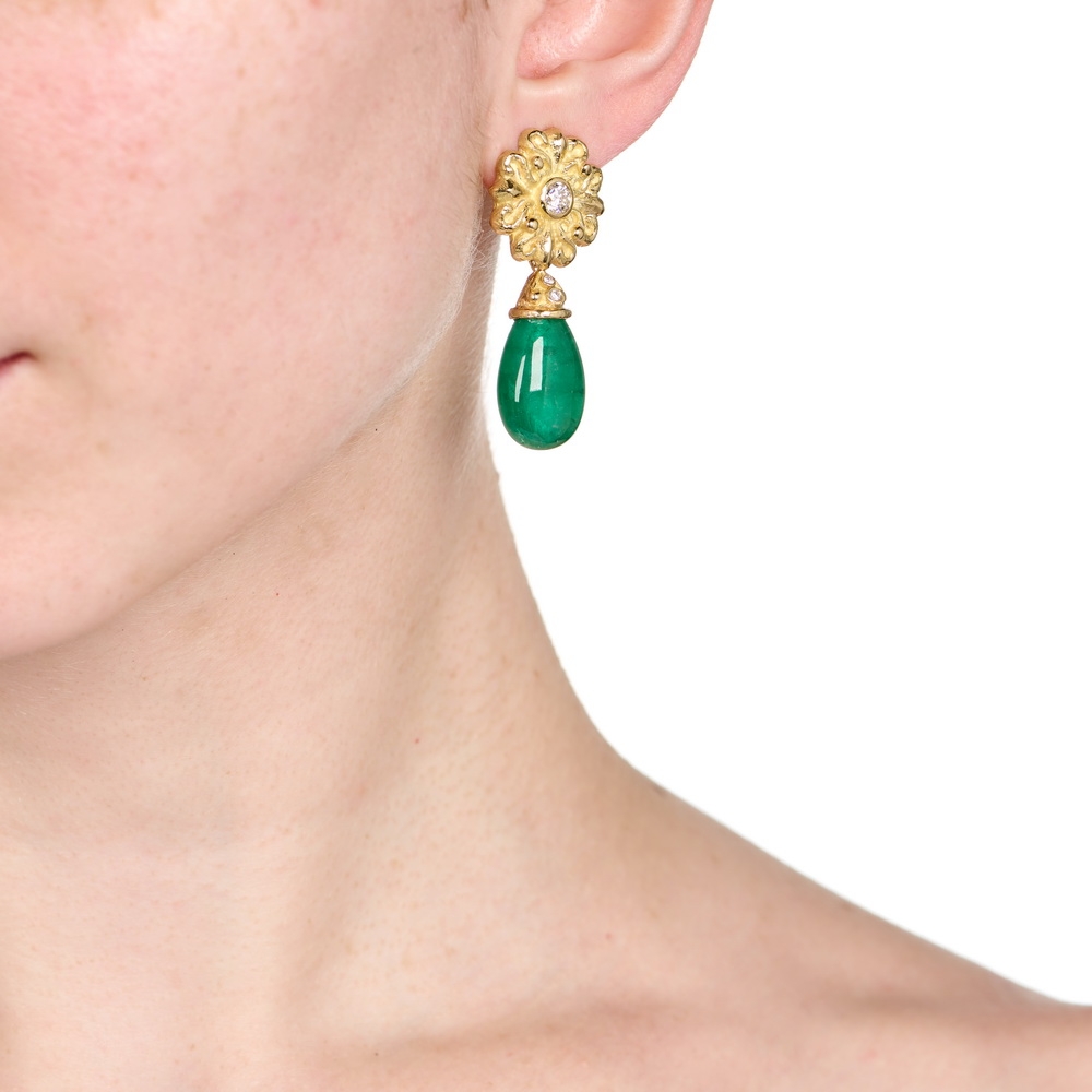 Medium "Laura" Earrings with Emerald Drops E-1876-17293_on_model.jpg