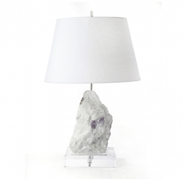 White Calcite & Fluorite Specimen Lamp on Lucite Base