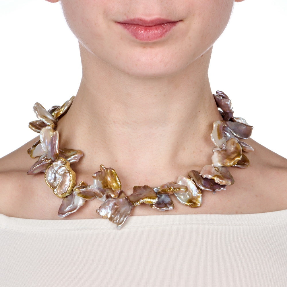 Ruffled Keshi Pearl Strand with Keshi Pearl Clasp N-1294-16588_on_model.jpg