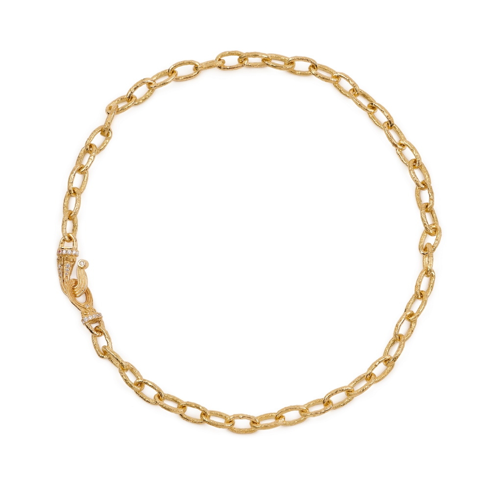 8mm Oval Link Necklace with Medium Diamond 