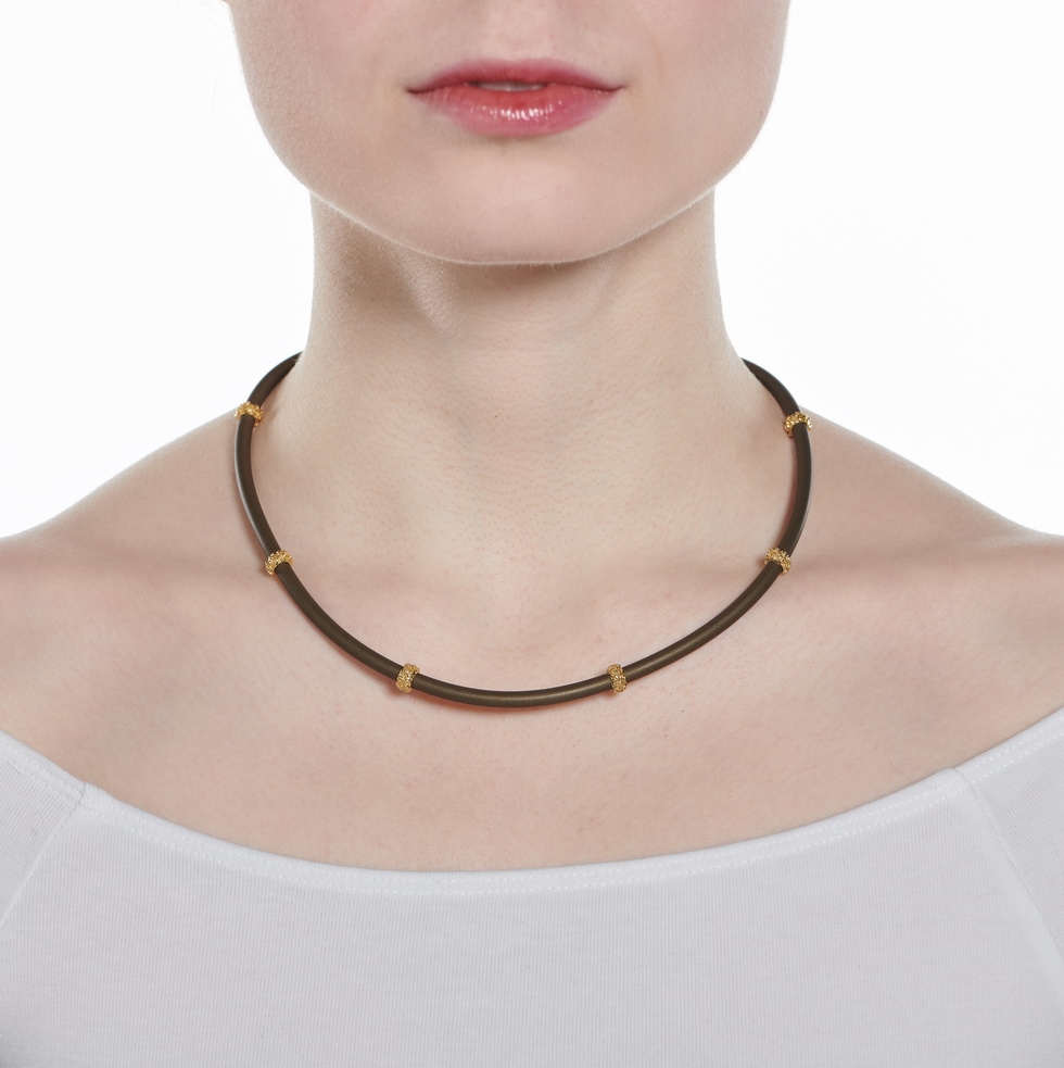 3mm Brown Rubber Necklace with 