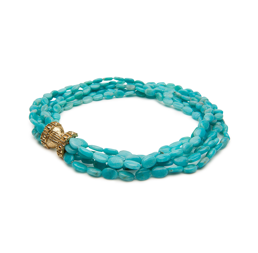 Amazonite Bead Necklace with "E2" Clasp