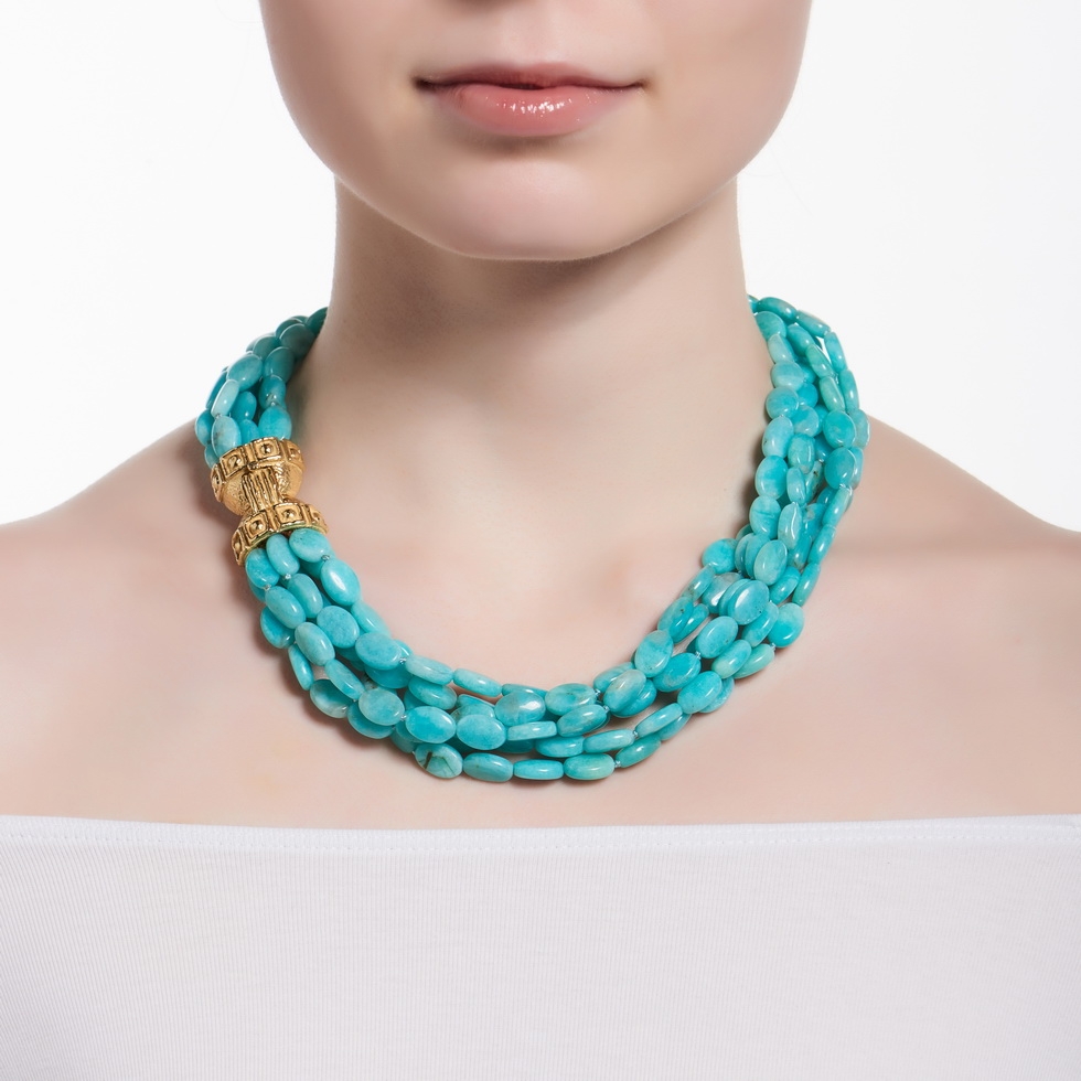 Amazonite Bead Necklace with 