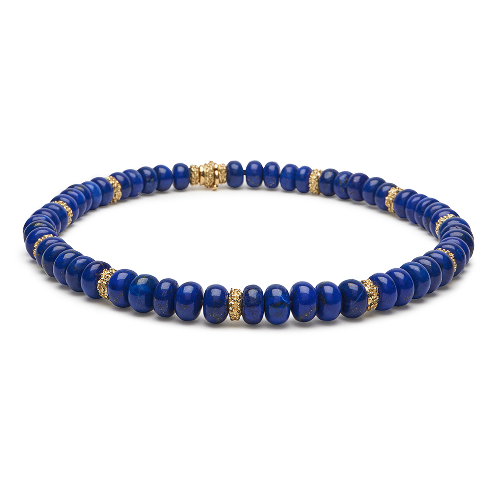 Lapis Bead Necklace with 6mm "Laura" Rondelles and "Laura" Rondelle Clasp