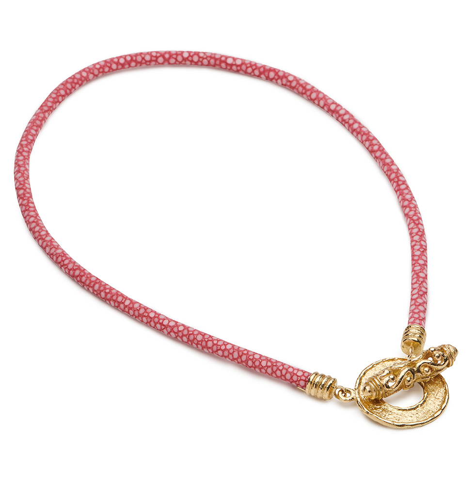 5mm Rose Pink Stingray Necklace with Large "Mimi" Toggle Clasp