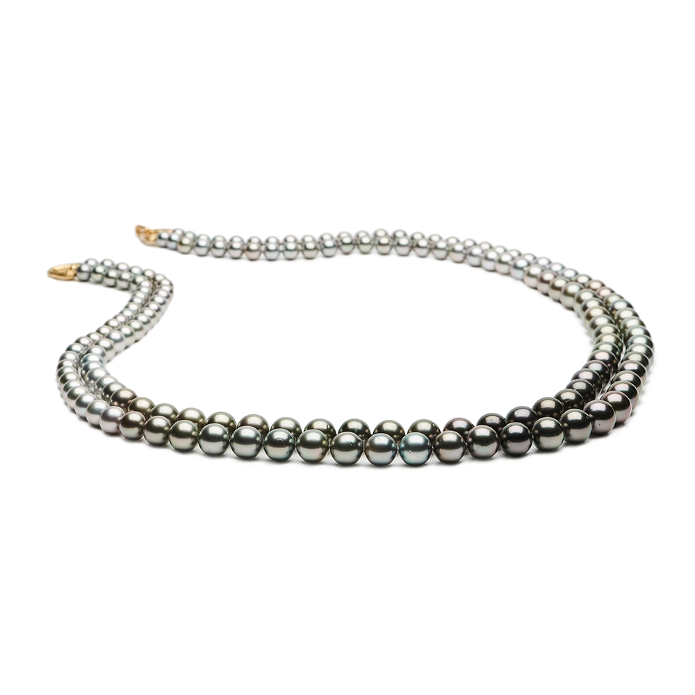 Double strand black pearl necklace top