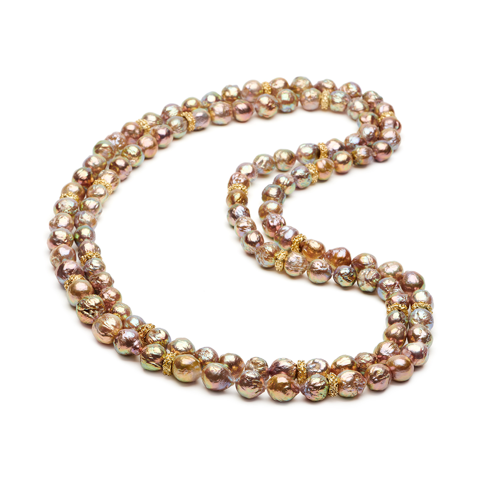 Metallic Fireball Pearl Necklaces with "Laura" Rondelles