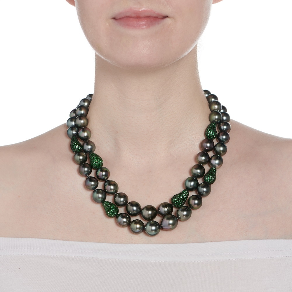 Nested Tahitian Pearl Necklace with Tsavorite N-2099-0000_0001_on_model.jpg