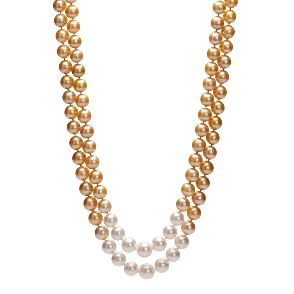 Pearl Necklace with Diamond Clasp N-2112_(a)_Golden_and_White_SS_Pearl_Necklace_with_Dia_Clasp.jpg