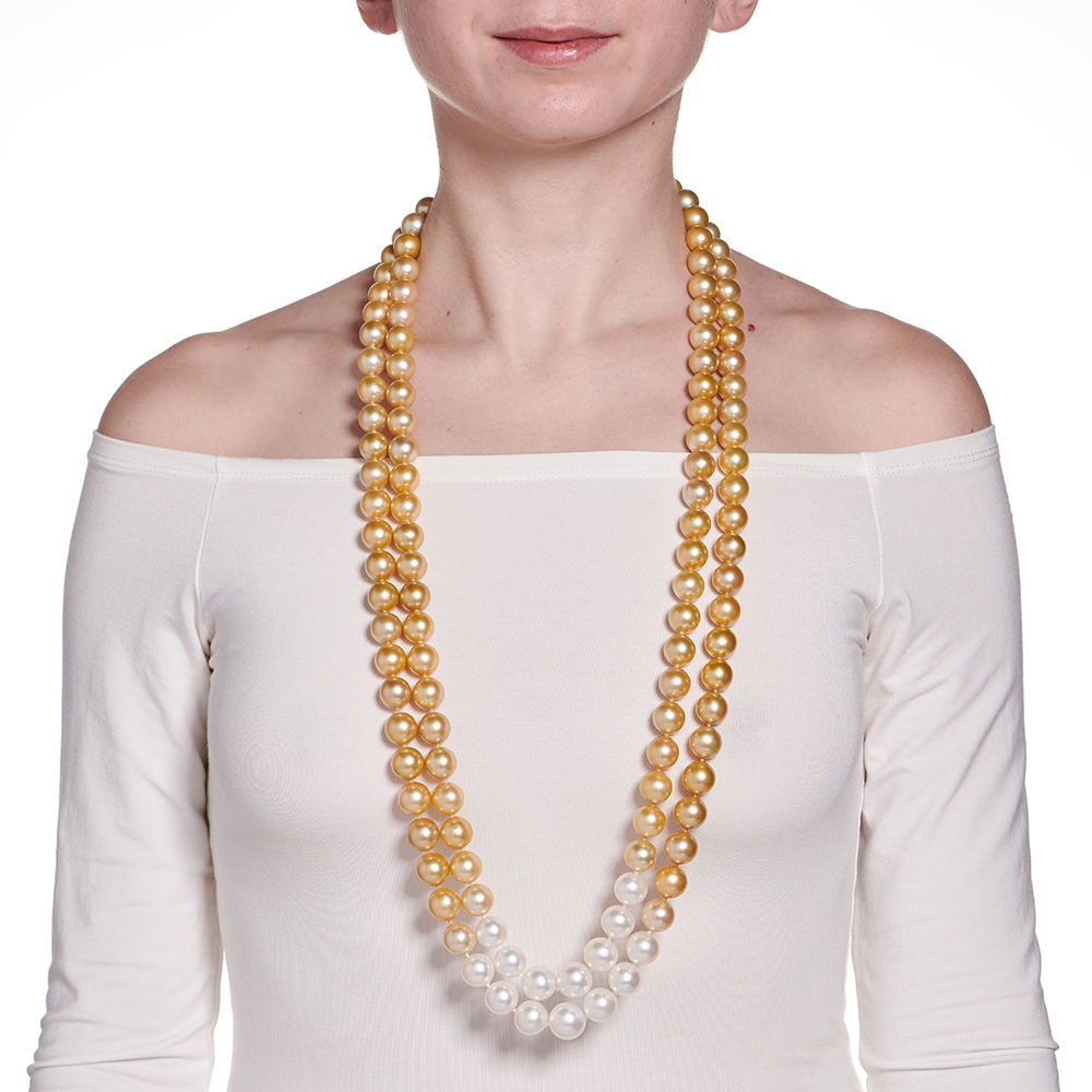 Pearl Necklace with Diamond Clasp N-2112_on_model.jpg